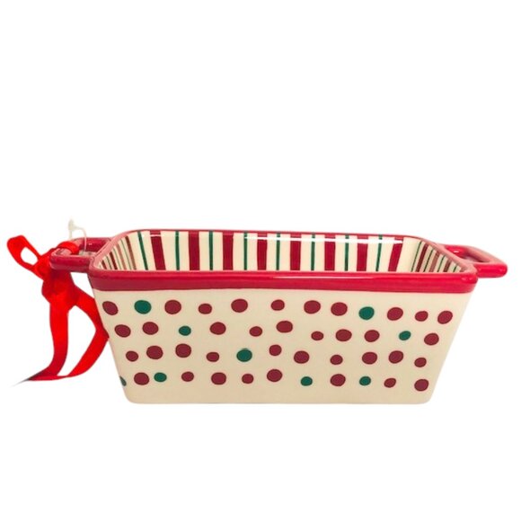 Mini Striped/Polka Dot Christmas Candy Dish - Picture 1 of 6